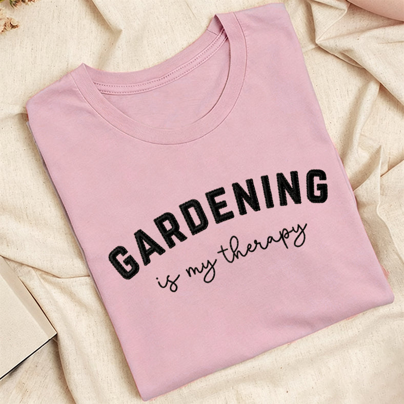 Embroidered Gardening Is My Therapy Classic Adult Unisex Crew Neck T-Shirt