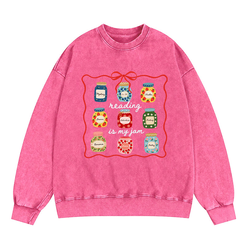 Reading Is My Jam Washed Crewneck Sweatshirt