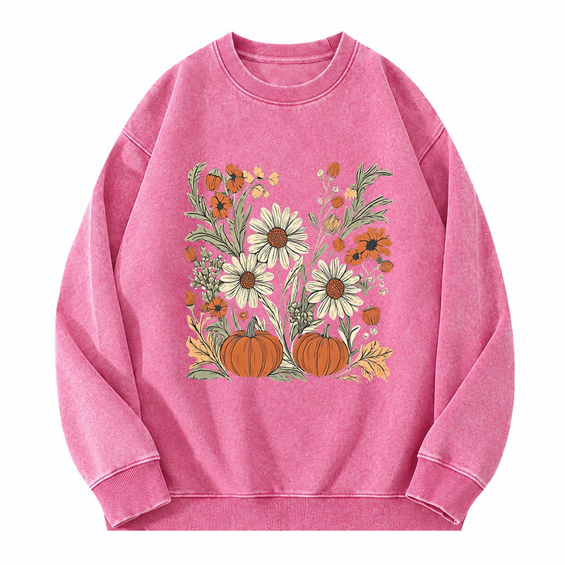 Pumpkin & Wildflower Washed Crewneck Sweatshirt