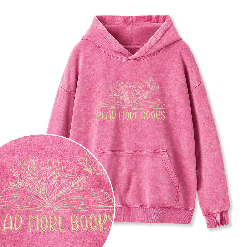Embroidered Floral Read More Books Washed Hoodie
