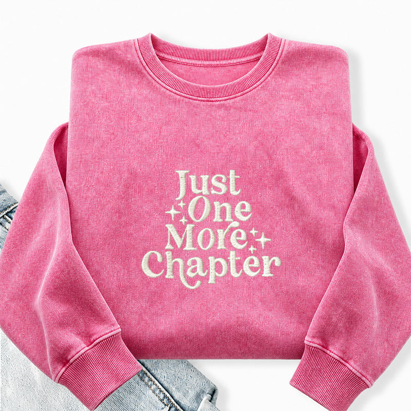 Embroidered Just One More Chapter Washed Crewneck Sweatshirt