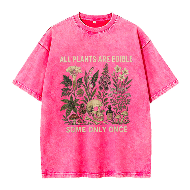 All Plants are Edible Washed Crew Neck T-Shirt