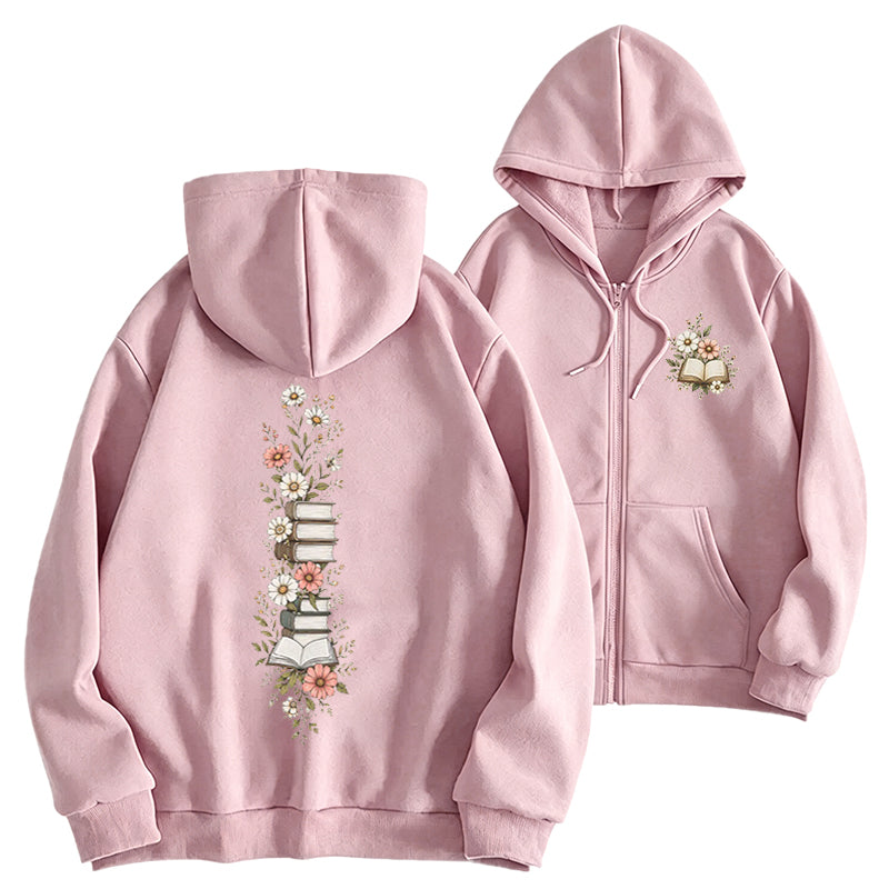 Where Books Bloom Adult Unisex Full Zip Hoodie