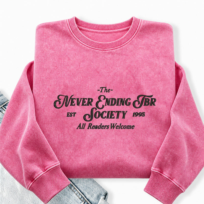 Embroidered TBR Society Washed Crewneck Sweatshirt