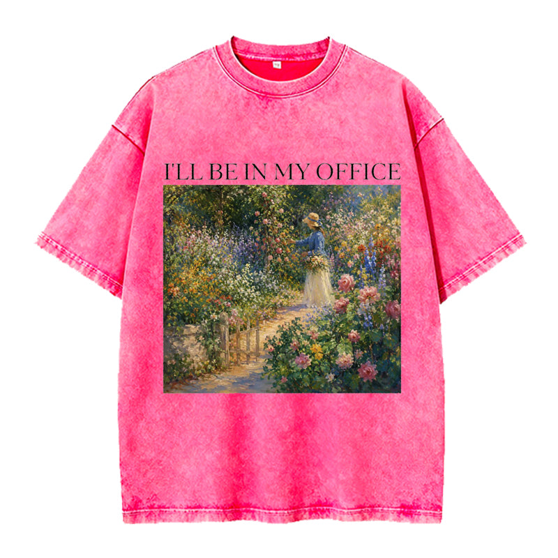 Garden My Office Retro Washed Crew Neck T-Shirt
