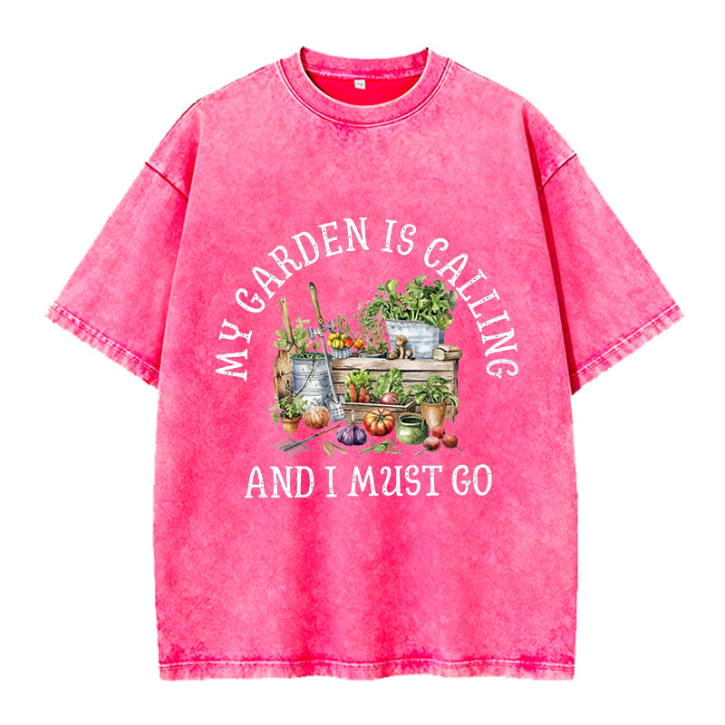 My Garden is Calling Washed Crew Neck T-Shirt