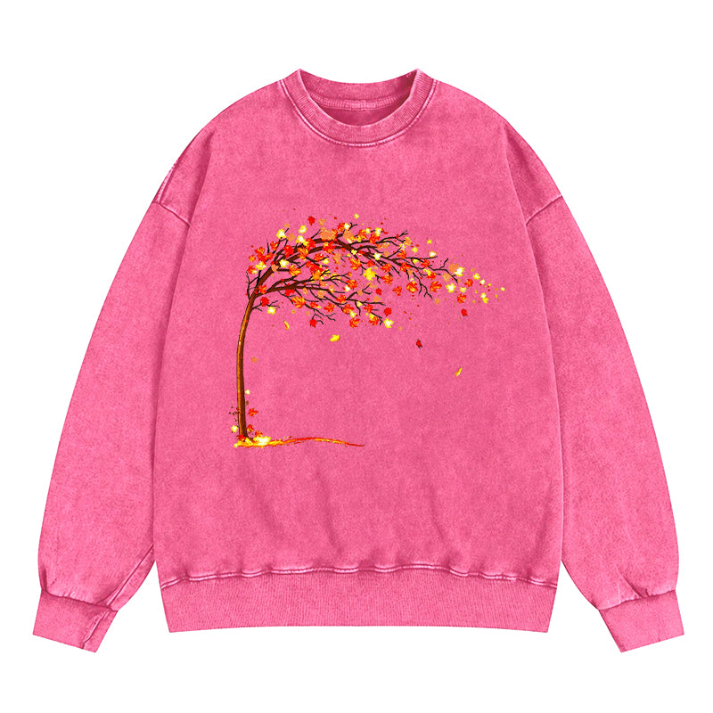 Autumn Leaves Cozy Fall Vibe Washed Crewneck Sweatshirt