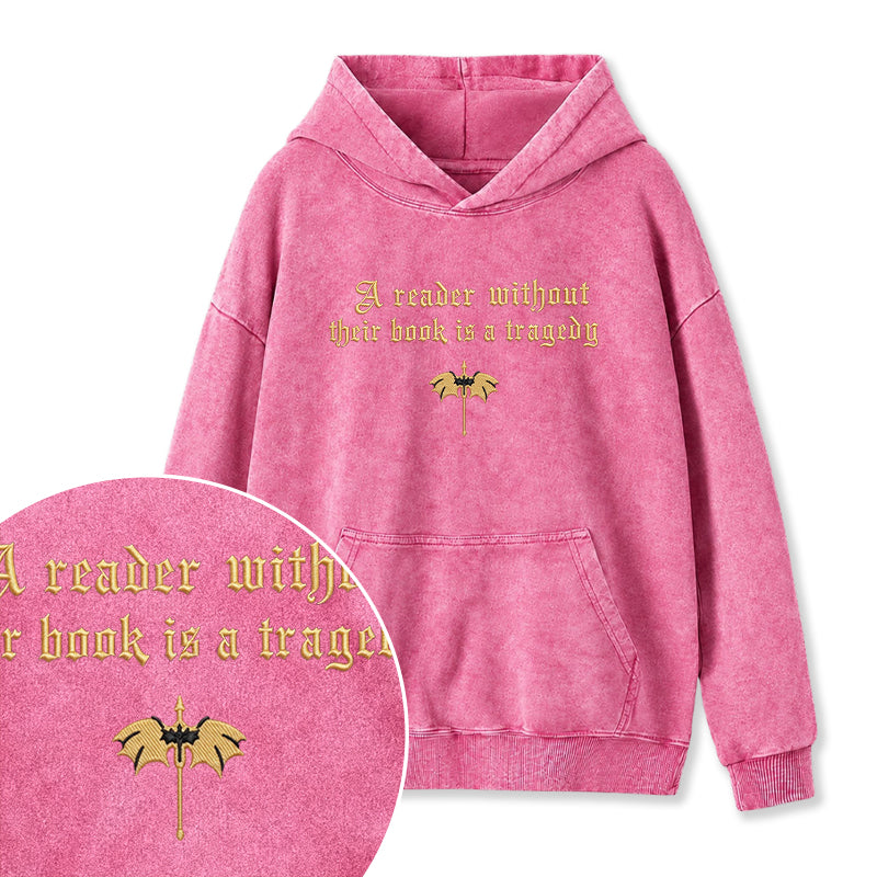 Embroidered Dragon Rider Book Lover Washed Hoodie