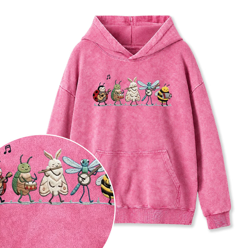Embroidered Bug Orchestra Washed Hoodie
