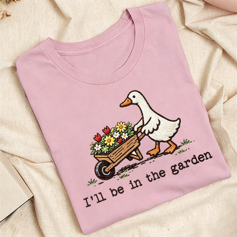 Embroidered Silly Goose Garden Classic Adult Unisex Crew Neck T-Shirt