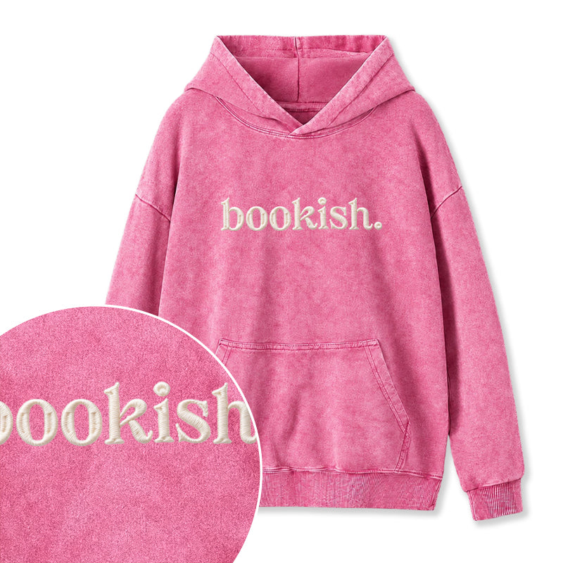 Embroidered Bookish Washed Hoodie