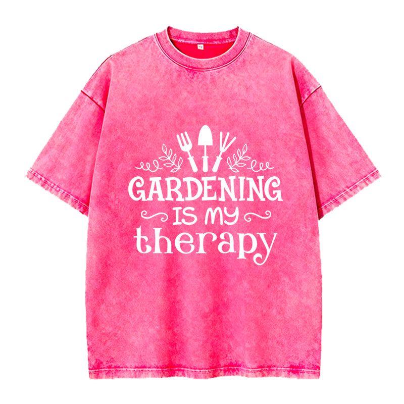 Gardening is My Therapy Washed Crew Neck T-Shirt