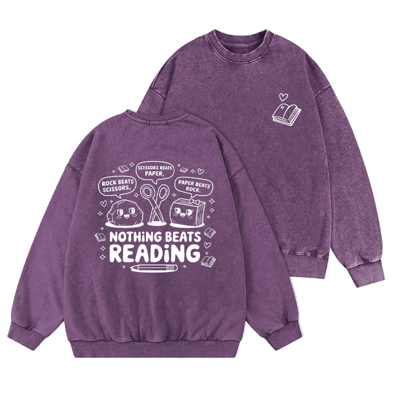 Nothing Beats Reading Washed Crewneck Sweatshirt