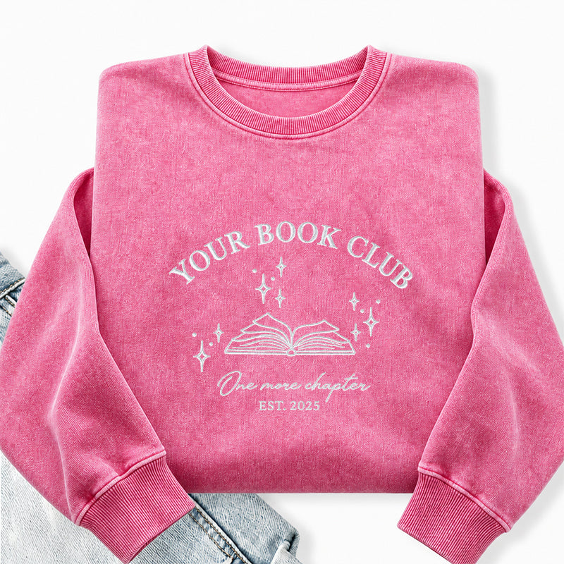 Custom Embroidered Book Club Washed Crewneck Sweatshirt
