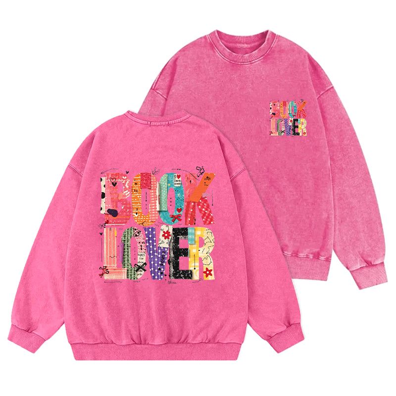 Retro Book Lover Washed Crewneck Sweatshirt