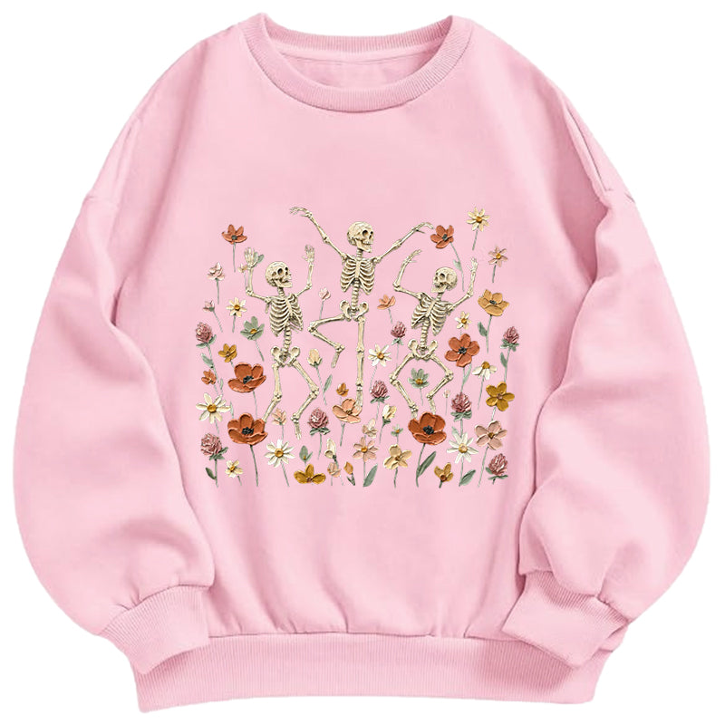 Skeleton and Floral Garden Classic Adult Unisex Crewneck Sweatshirts