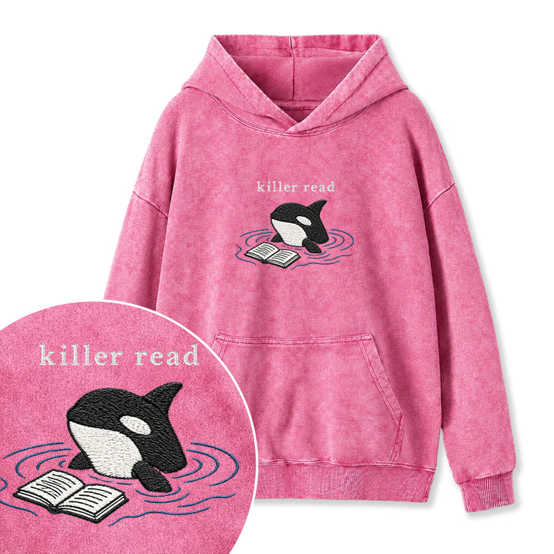 Embroidered Killer Read Orca Washed Hoodie