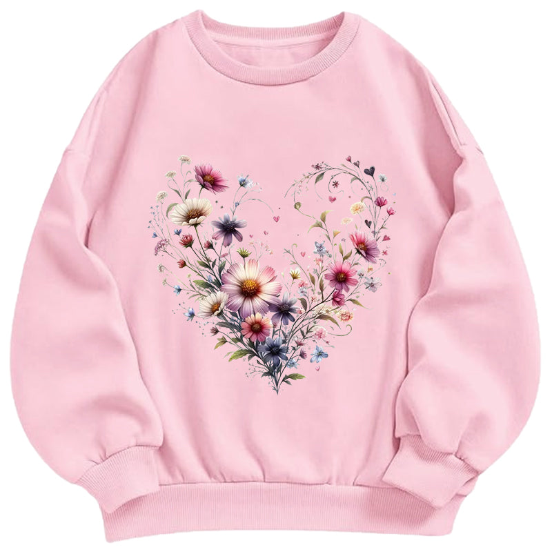 Wildflowers Woven Heart Classic Adult Unisex Crewneck Sweatshirts