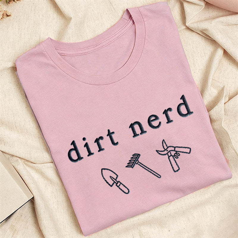 Embroidered Dirt Nerd Classic Adult Unisex Crew Neck T-Shirt