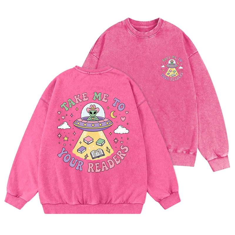Take Me To Your Readers Washed Crewneck Sweatshirt