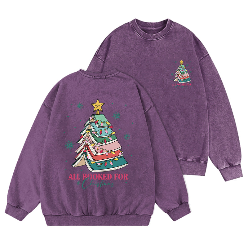 All Booekd For Christmas Washed Crewneck Sweatshirt