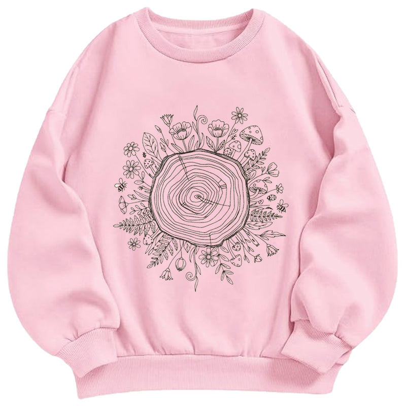 Tree Ring with Wildflowers Classic Adult Unisex Crewneck Sweatshirts