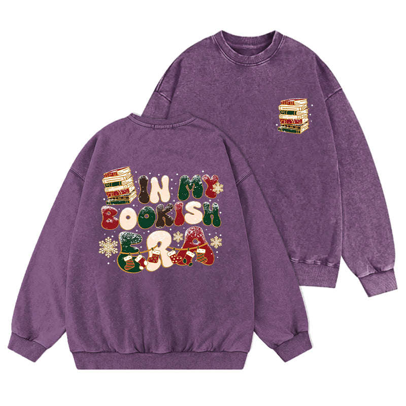 In My Bookish Era Christmas Washed Crewneck Sweatshirt