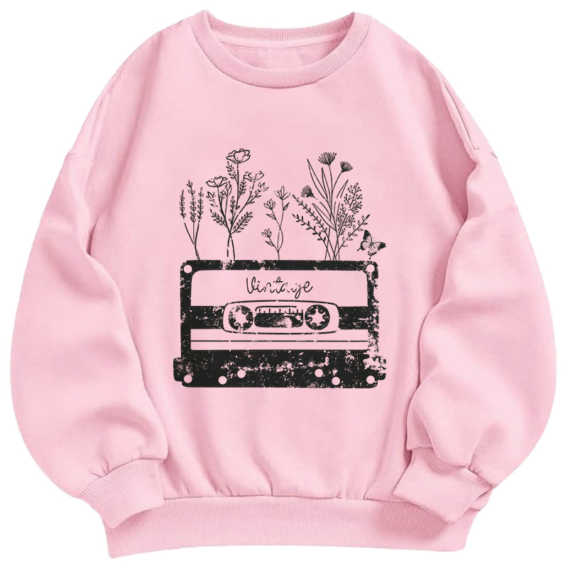 Vintage Cassette Wildflowers Classic Adult Unisex Crewneck Sweatshirts