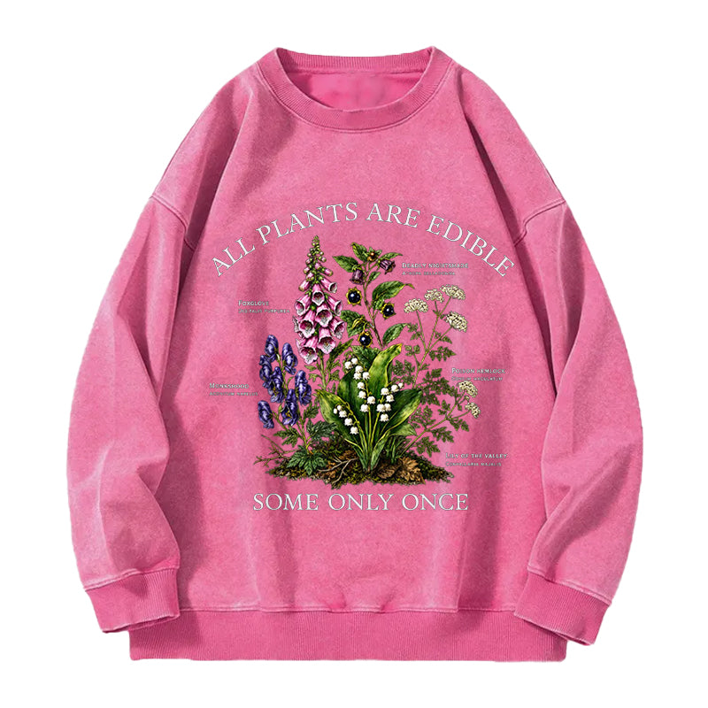 Vintage Botanical All Plants Are Edible Washed Crewneck Sweatshirt