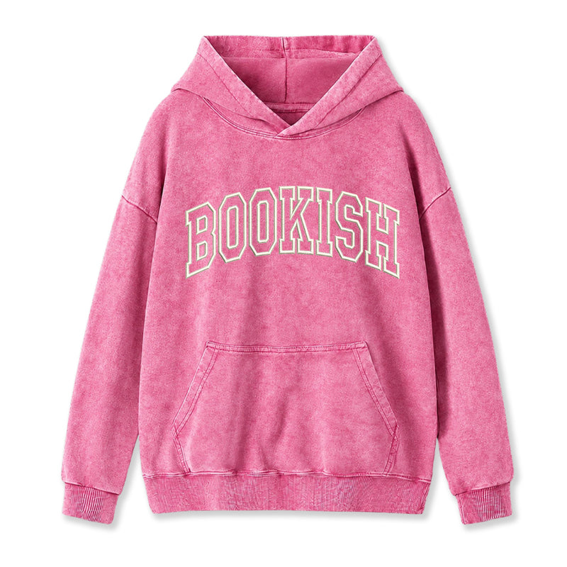 Embroidered Classic Bookish Washed Hoodie