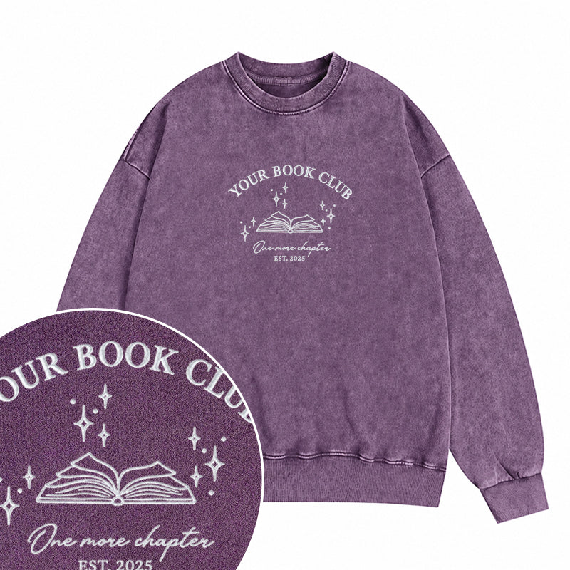 Custom Embroidered Book Club Washed Crewneck Sweatshirt