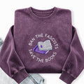 Embroidered Ban The Fascists Save The Books Washed Crewneck Sweatshirt