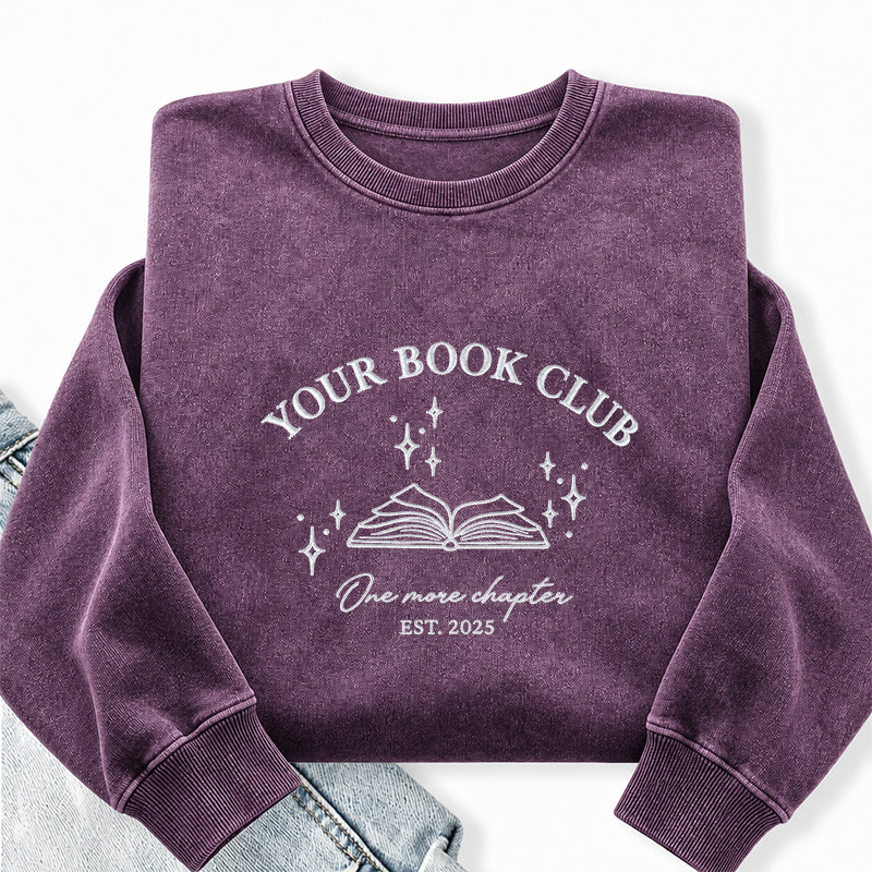 Custom Embroidered Book Club Washed Crewneck Sweatshirt