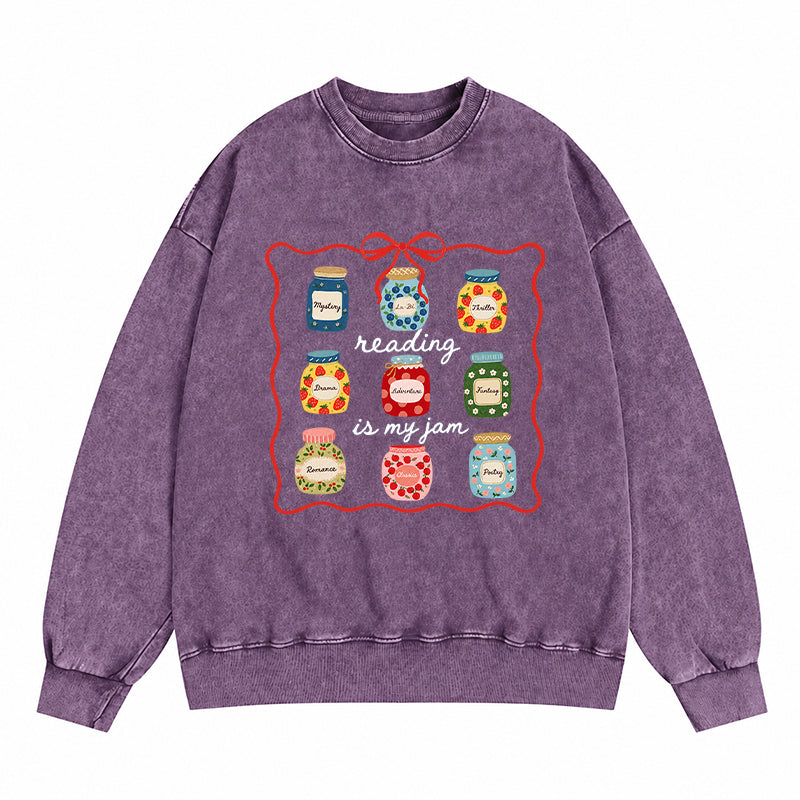 Reading Is My Jam Washed Crewneck Sweatshirt