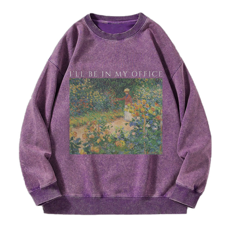 Vintage Garden My Office Washed Crewneck Sweatshirt