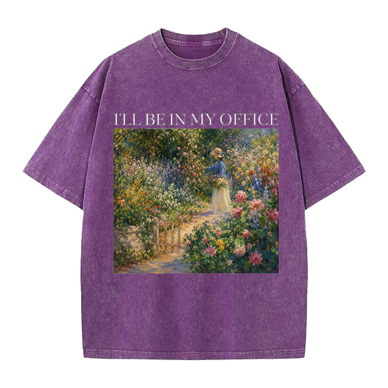 Garden My Office Retro Washed Crew Neck T-Shirt