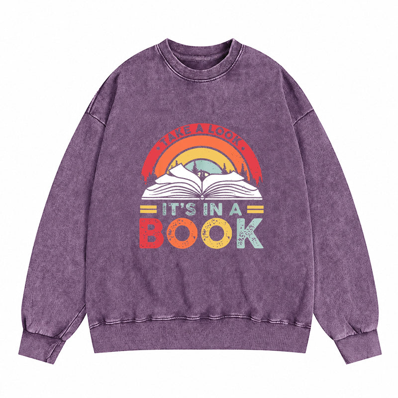 Take A Look It's In A Book Rainbow Washed Crewneck Sweatshirt