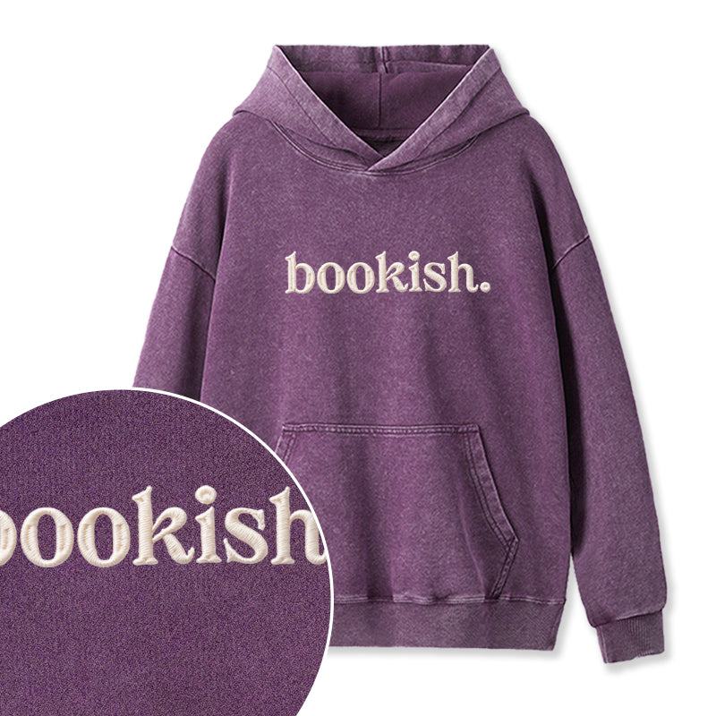 Embroidered Bookish Washed Hoodie
