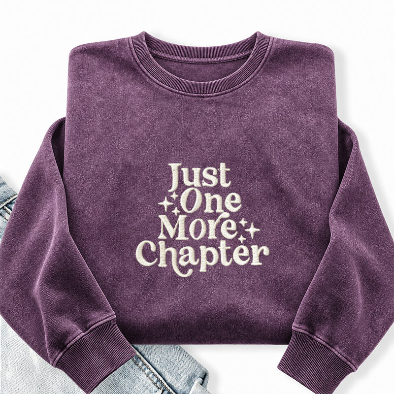 Embroidered Just One More Chapter Washed Crewneck Sweatshirt