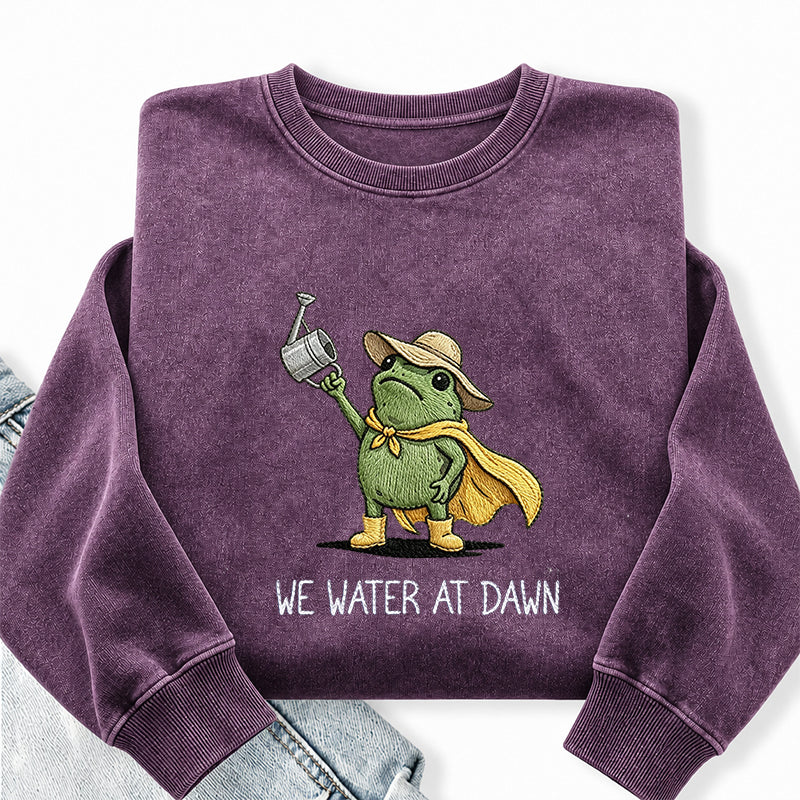 Embroidered We Water At Dawn Washed Crewneck Sweatshirt