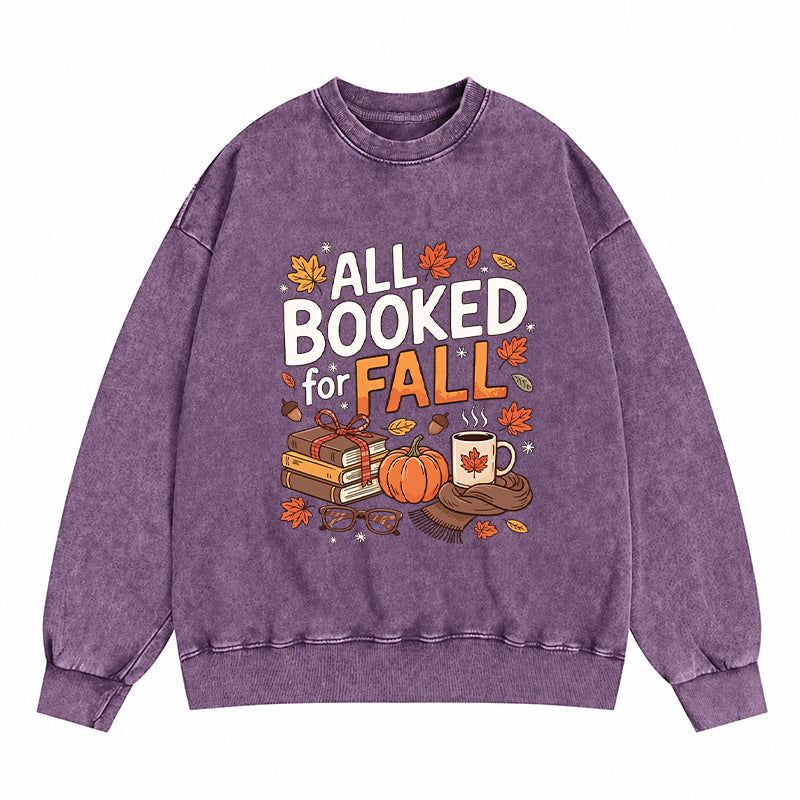 All Booked For Fall Washed Crewneck Sweatshirt