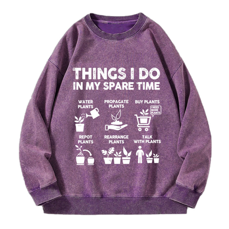 Things I Do in My Spare Time Washed Crewneck Sweatshirt