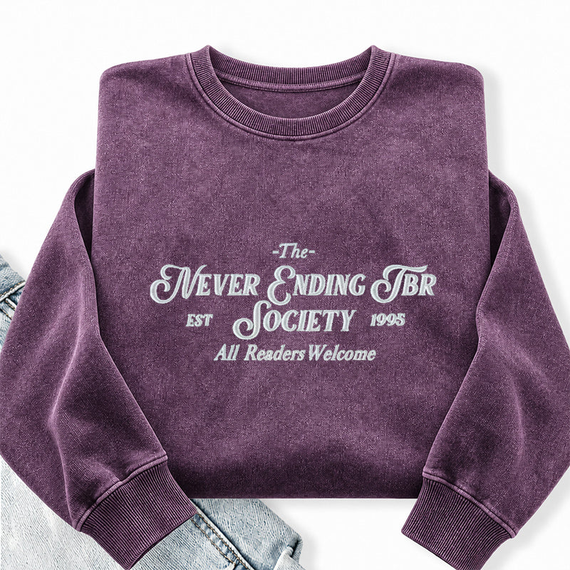 Embroidered TBR Society Washed Crewneck Sweatshirt