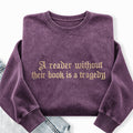 Embroidered Dragon Rider Book Lover Washed Crewneck Sweatshirt