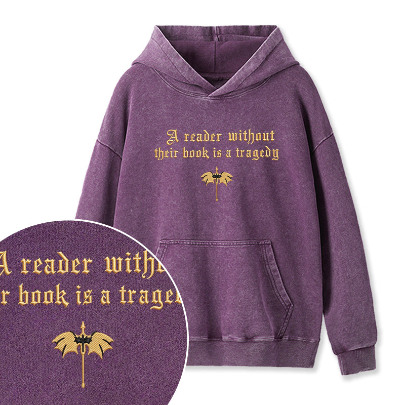Embroidered Dragon Rider Book Lover Washed Hoodie