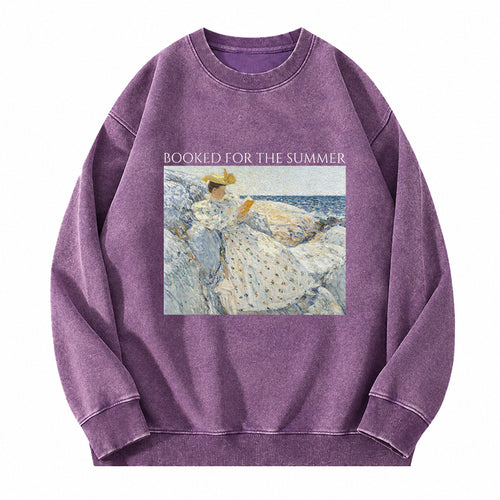 Booked For The Summer Washed Crewneck Sweatshirt