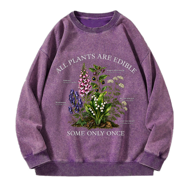 Vintage Botanical All Plants Are Edible Washed Crewneck Sweatshirt