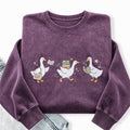 Embroidered Bookish Goose Washed Crewneck Sweatshirt