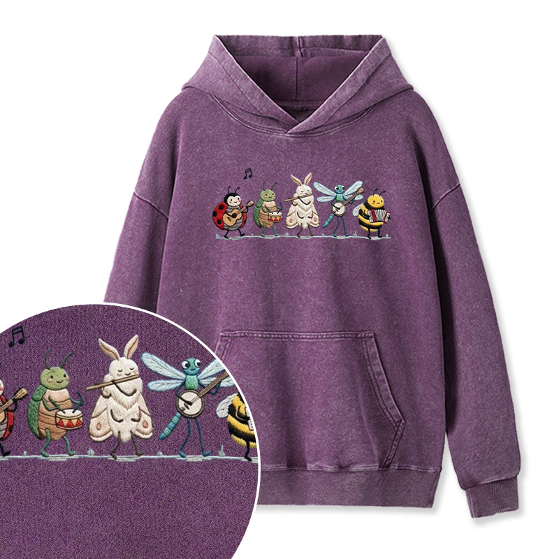 Embroidered Bug Orchestra Washed Hoodie