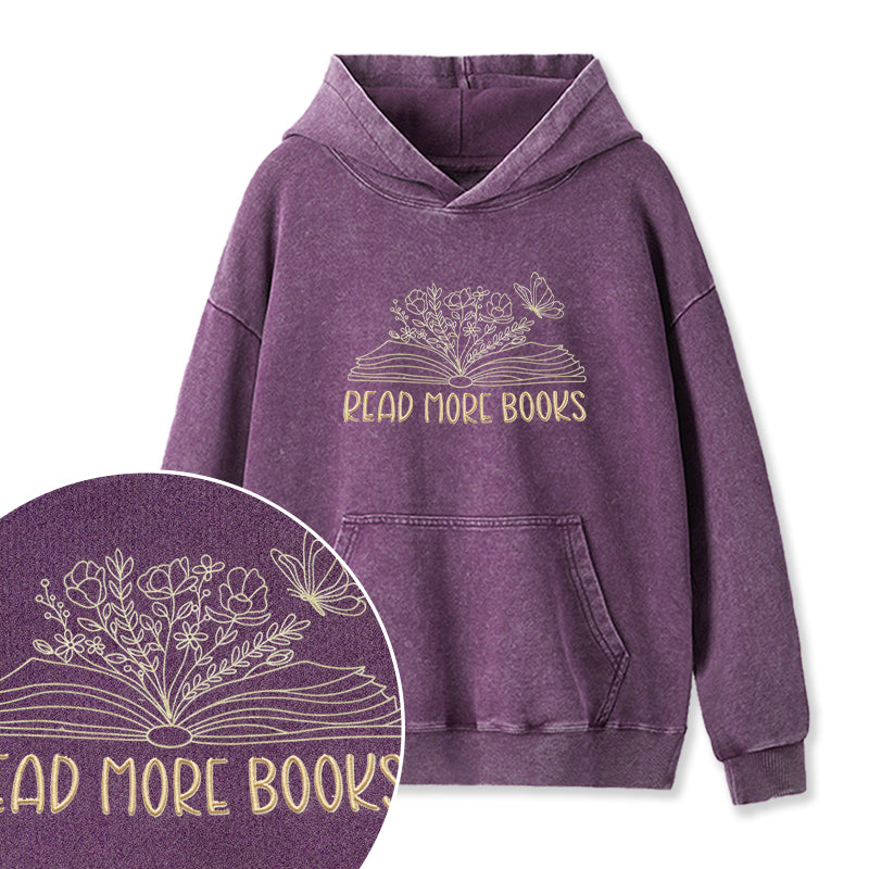 Embroidered Floral Read More Books Washed Hoodie